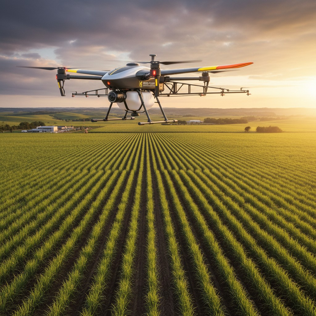 Uma aeronave aérea com asas dianteiras maiores, uma cabine redonda brilhante, um vidro transparente, pneus da condição da ...